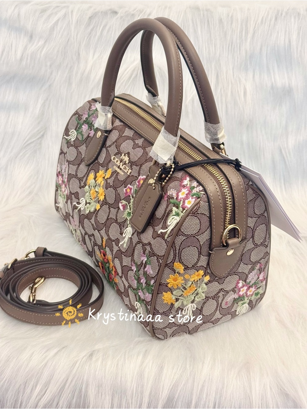 NWT Coach CDZ01 Rowan Satchel Bag In Signature Jacquard With Floral Embroidery - Picture 3 of 13